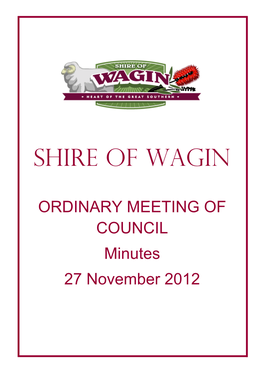 27 November 2012 Minutes of the Ordinary Council Meeting 27 November 2012