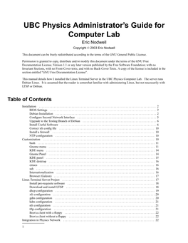 UBC Physics Administrator's Guide for Computer