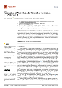 Reactivation of Varicella Zoster Virus After Vaccination for SARS-Cov-2