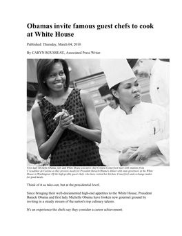 Obamas Invite Famous Guest Chefs to Cook at White House