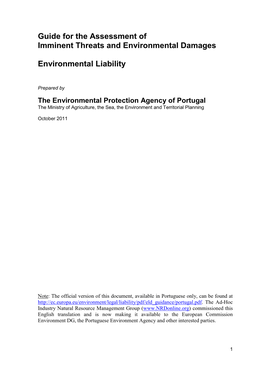 Guide for the Assessment of Imminent Threats and Environmental Damages