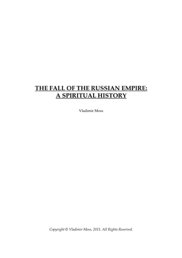 The Fall of the Russian Empire: a Spiritual History