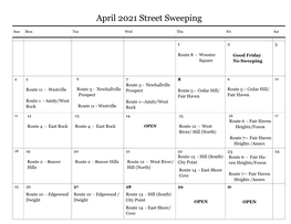 April 2021 Street Sweeping