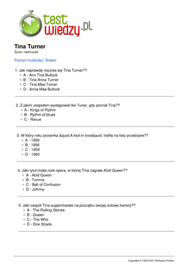 Tina Turner Życie I Twórczość