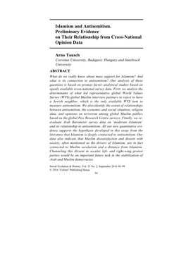 Islamism and Antisemitism. Preliminary Evidence on Their Relationship from Cross-National Opinion Data