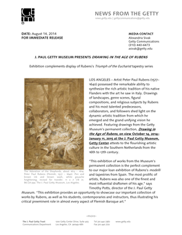 Drawing in the Age of Rubens (Press Release)