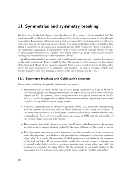 11 Symmetries and Symmetry Breaking