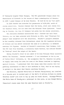 Of Watergate Burgler Frank Sturgis. the FBI Questioned Sturgis About the Whereabouts of Pichardo in the Course of Their Investigation of Browder