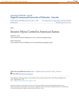 Invasive Myna Control in American Samoa Michael L