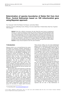 Determination of Species Boundaries of Selais Fish from Arut River, Central Kalimantan Based on 16S Mitochondrial Gene Using Bayesian Approach