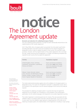 The London Agreement Update