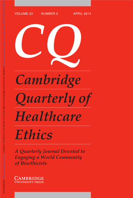 A Quarterly Journal Devoted to Engaging a World Community of Bioethicists