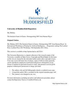 University of Huddersfield Repository