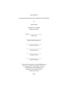 I Ground Plans: Conceptualizing Ecology in the Antebellum United