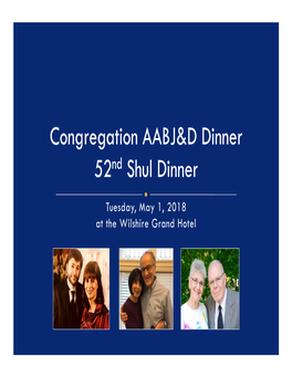 Congregation AABJ&D Dinner 52Nd Shul Dinner
