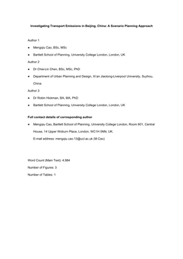 Investigating Transport Emissions in Beijing, China: a Scenario Planning Approach