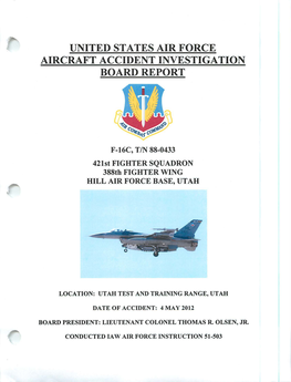 United States Air Force Aircraft Accident Investigation Board Report