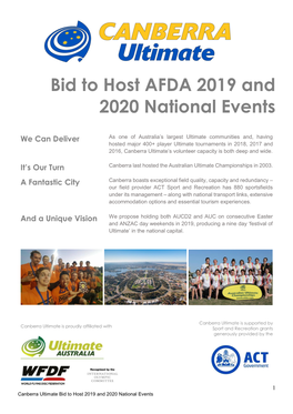 Bid to Host AFDA 2019 and 2020 National Events