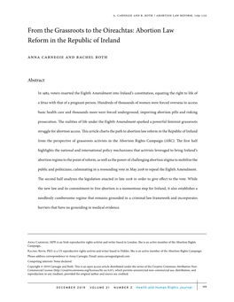 Abortion Law Reform in the Republic of Ireland Anna Carnegie and Rachel Roth