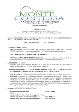 UNIONE COMUNI “Monte Contessa“ San Pietro a Maida—Maida – Jacurso – Cortale (Provincia Di Catanzaro)