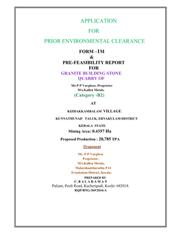 Application for Prior Environmental Clearance