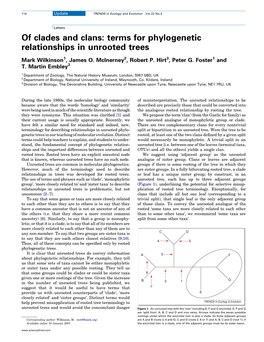 Terms for Phylogenetic Relationships in Unrooted Trees