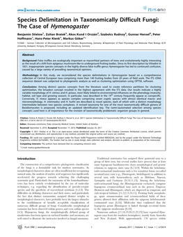 Species Delimitation in Taxonomically Difficult Fungi: the Case of Hymenogaster