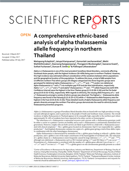 A Comprehensive Ethnic-Based Analysis of Alpha Thalassaemia