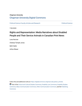 Rights and Representation: Media Narratives About Disabled People and Their Service Animals in Canadian Print News