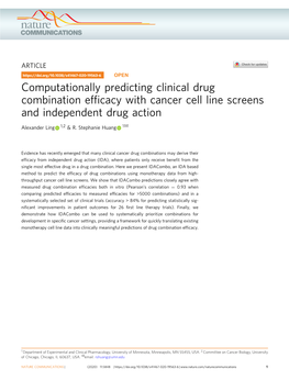 Computationally Predicting Clinical Drug Combination Efficacy With