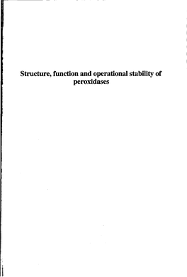 Structure, Function and Operational Stability of Peroxidases