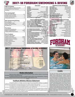 2017-18 Fordham Swimming & Diving