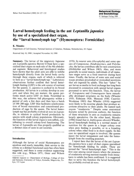Larval Hemolymph Feeding in the Ant &lt;Emphasis Type="Italic"&gt;Leptanilla