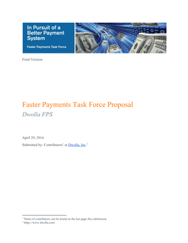 Faster Payments Task Force Proposal Dwolla FPS