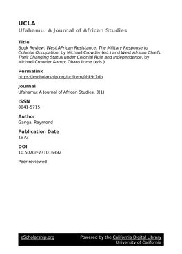 A Journal of African Studies