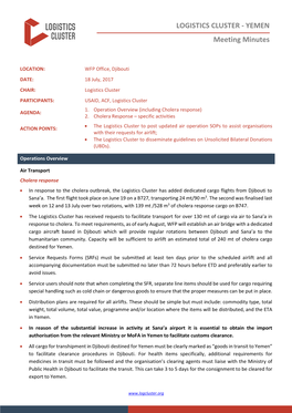 LOGISTICS CLUSTER - YEMEN Meeting Minutes