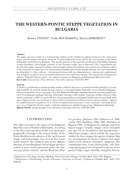 The Western-Pontic Steppe Vegetation in Bulgaria