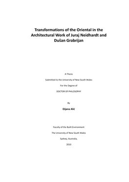 Transformations of the Oriental in the Architectural Work of Juraj