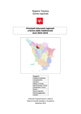 Principali Interventi Regionali a Favore Della Valdinievole Anni 2015-2019