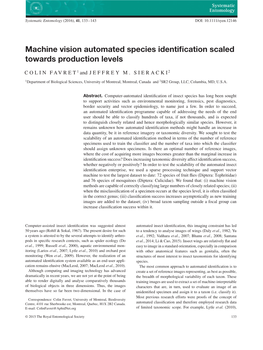 Machine Vision Automated Species Identification Scaled Towards