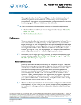 Avalon-MM Byte Ordering Considerations, Embedded Design