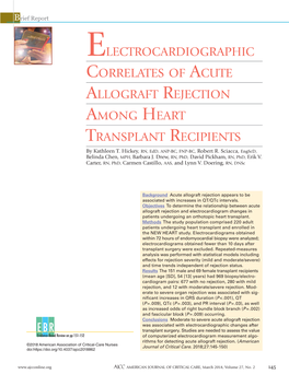 Electrocardiographic Correlates of Acute Allograft Rejection Among Heart Transplant Recipients