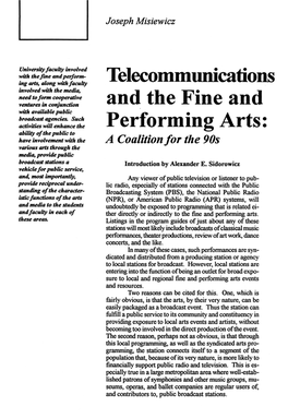 Telecommunications and the Fine and Performing Arts