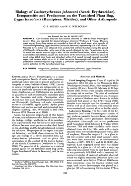 Biology of Lasioerythraeus Johnstoni (Acari: Erythraeidae)
