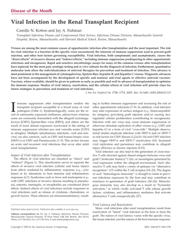 Viral Infection in the Renal Transplant Recipient