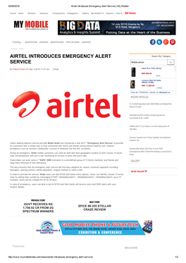 Airtel Introduces Emergency Alert Service | My Mobile