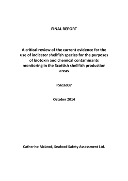 FINAL REPORT a Critical Review of the Current Evidence for the Use Of