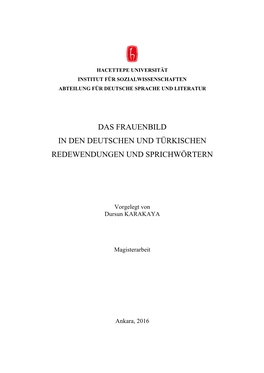 Das Frauenbıld in Den Deutschen Und Türkıschen Redewendungen Und