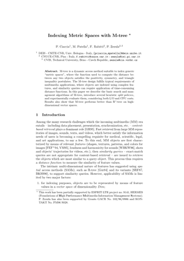 Indexing Metric Spaces with M-Tree ∗