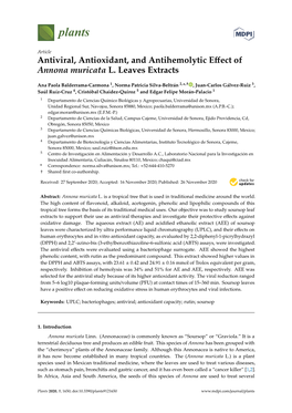 Antiviral, Antioxidant, and Antihemolytic Effect of Annona